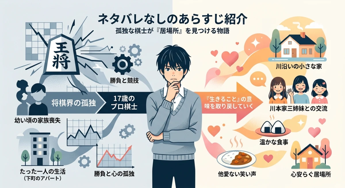 桐山零の孤独な将棋の世界と川本家の交流を描いた相関図